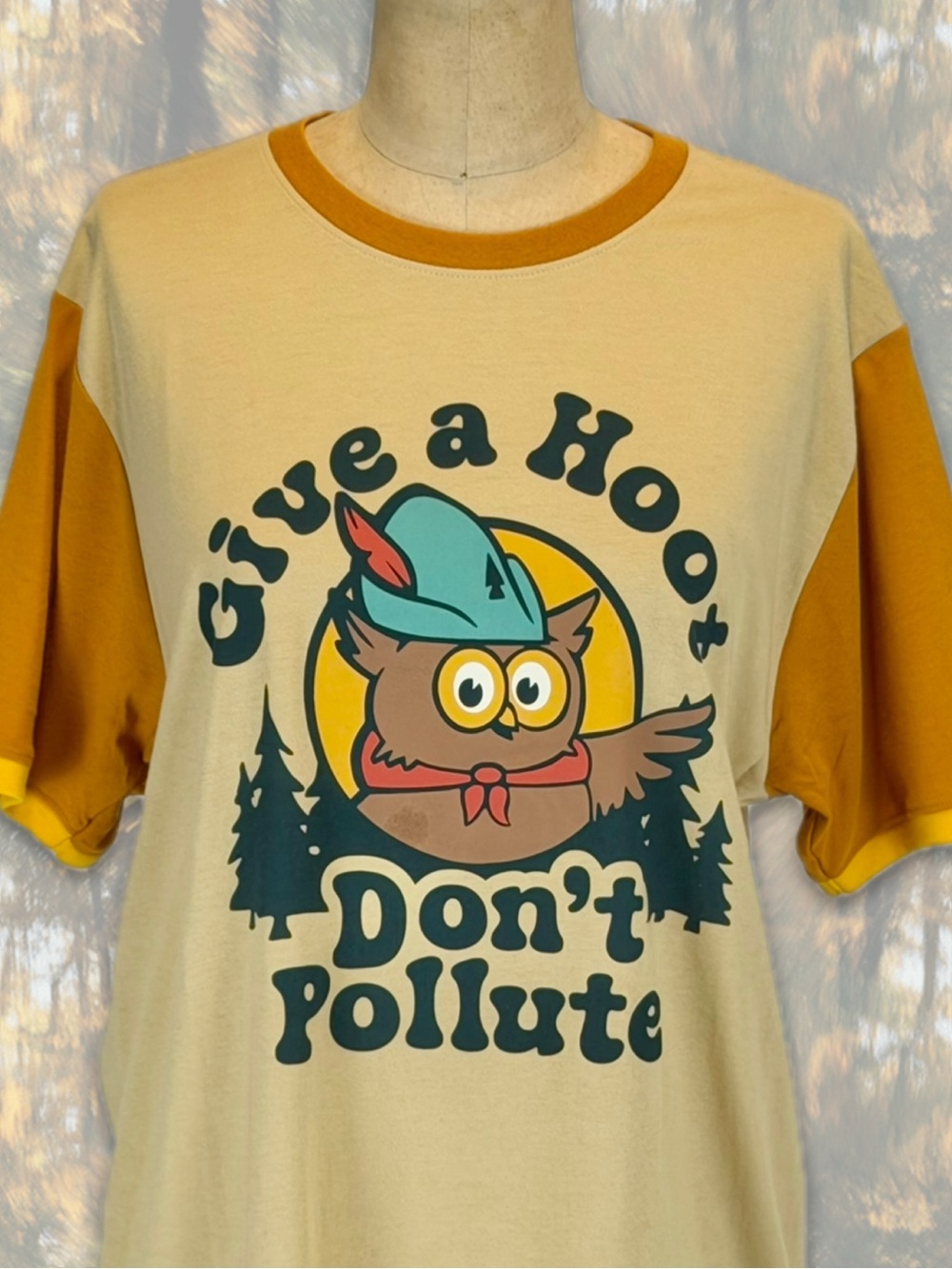 Woodsy Owl Don’t Pollute ringer vintage style tshirt Landmark Project new tags M
